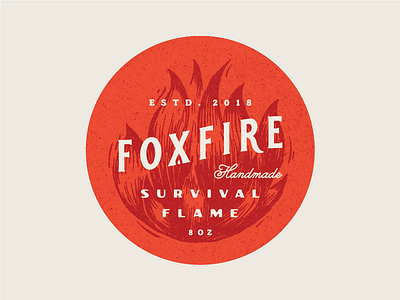 Foxfire Sticker design fire gold handmade logotype nature orange outdoor survival vintage