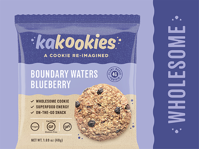 Kakookies Redesign (Blueberry) blue blueberry branding cookie design food gluten free packaging snack vegan
