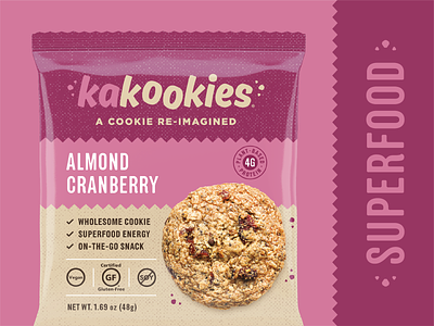 Kakookies Redesign (Almond Cranberry) brand cookie cranberry design food gluten free packaging snack vegan