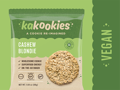 Kakookies Redesign (Cashew Blondie) blondie brand cashew cookie food gluten free packaging snack vegan