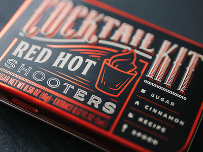 Red Hot Shooters Cocktail Kit alcohol branding cinnamon cocktail design fire kit packaging red spirits typography