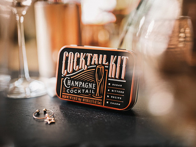 Champagne Cocktail Kit alcohol branding champagne design gold kit packaging photography rose spirits typography