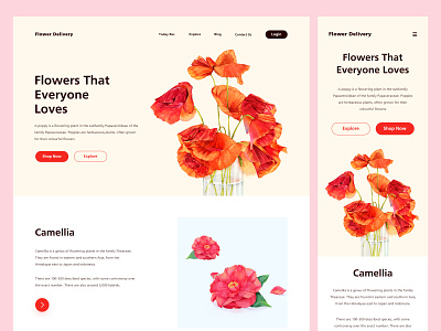 Flower Delivery app branding camellia flowers graphic design illustration landing page mobile motion graphics poppy procreate ui web
