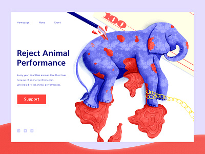 Reject Animal Performance elephant graphic design illustration protect the animals ui web