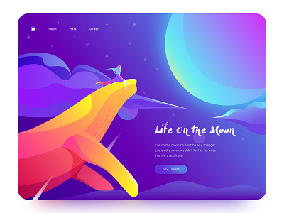 Life On The Moon color colorful creative illustration vector web whale
