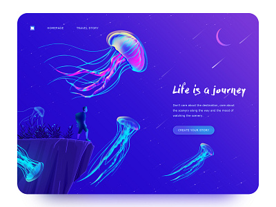 Jelly Fish colorful illustration jellyfish travel ui web