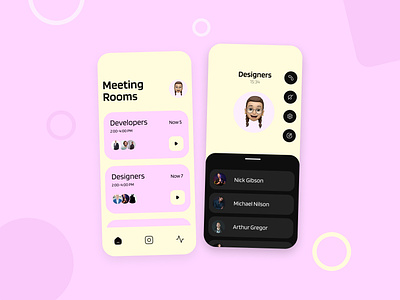 Meeting Rooms App call chat conference discussion event facetime ios meeting meeting room mobile app notes room schedule task task management todo ui ux video video call