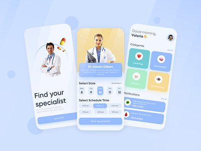 Medical Mobile App appointment appointment app clinic clinic app doctor doctor app healthy healthy app heart hospital hospital app ios light design medicine medicine app mobile app product ui ux