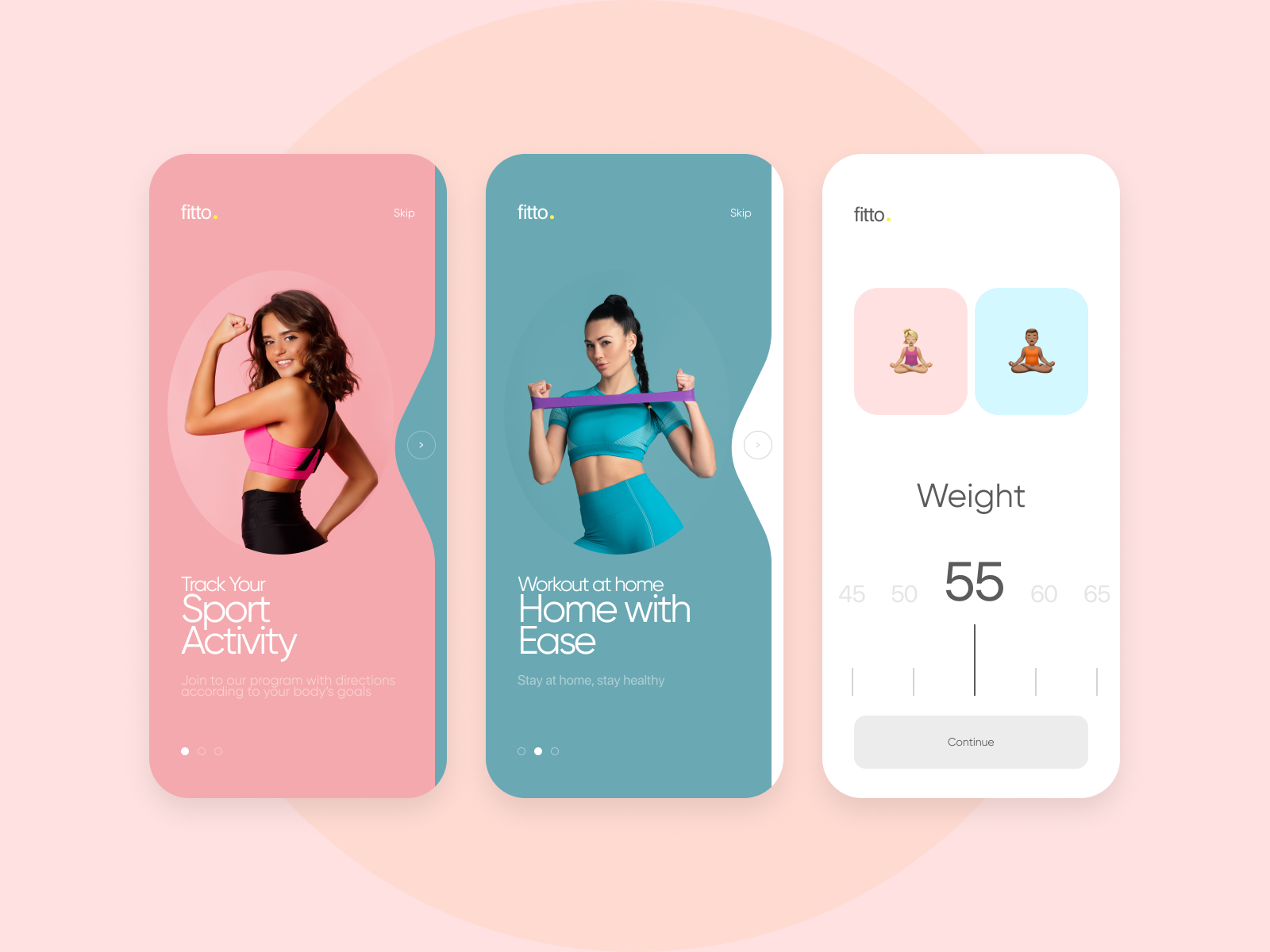 Fitness - Mobile App activity coach color fitness graphic design gym app health minimal personal trainer sport stats training ui weight workout yoga