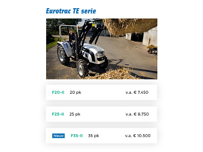 Product list for Eurotrac website