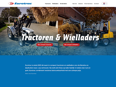 Homepage Eurotrac big pictures blue farm home homepage introduction tractors ui web design web page