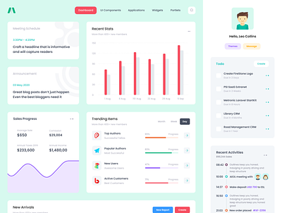 Super excited to release these new goodies soon... admin app bootstrap chart dashboard flat graph green menu product stats timeline todo ui user ux