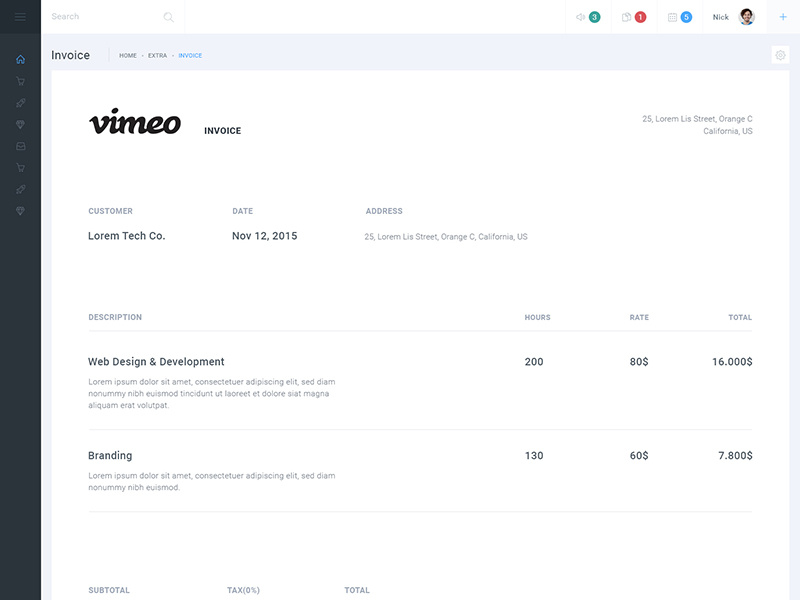 Metronic - Responsive Admin Dashboard Template. Invoice Example by ...