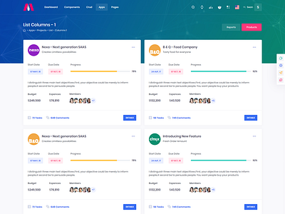 Project List Option 1 - Metronic 6 Projects Application