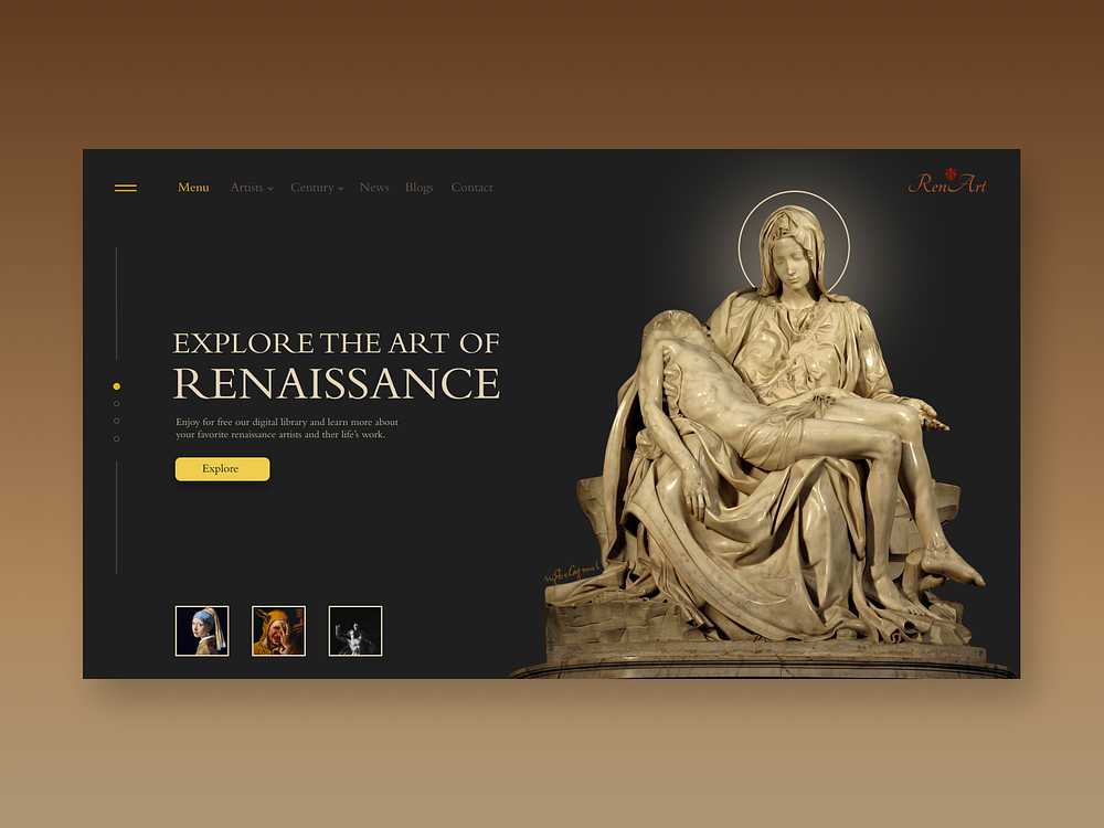 Renaissance Art Homepage by Aleksandar Milanovic on Dribbble