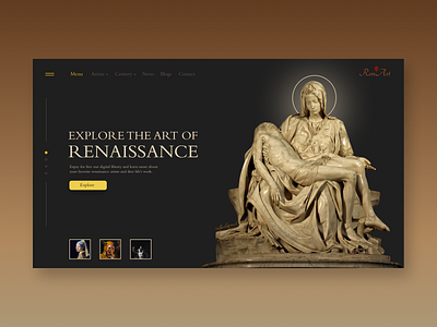 Renaissance Art - Homepage art history home page homepage homepage design library michelangelo painters pieta renaissance sculpture ui ux visual art web design