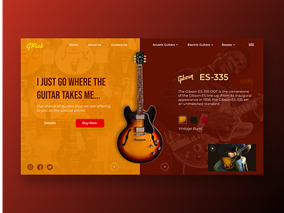 Guitar Store - Homepage bb king branding gibson guitar guitar store homepage music product ui ux visual design web design