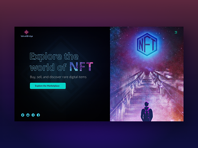 NFT Marketplace - Homepage bridge crypto cryptocurrency dark ui homepage marketplace nft token trending ui ux velvet visual webpage