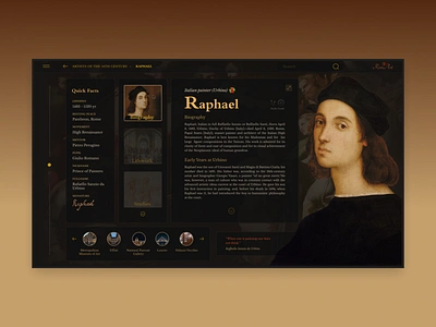 Renaissance Art - Artist Page art dark ui explore library painting raphael renaissance uix web design