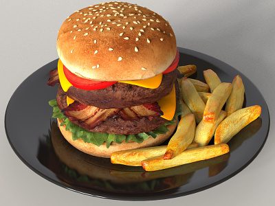 CG Hamburger Rendering 3d 3d art 3d rendering 3d scene hamburger