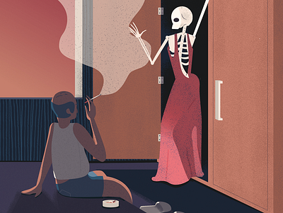Skeleton in the closet closet death gradient illustration room sex skeleton smoke vector