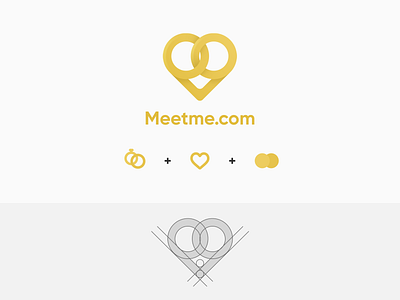 Meetme Logo Design behance branding concept creative design design inspiration dots dribbble dribbblers flat gold heart icon logo logo design logo inspiration marriage ring typography uiux