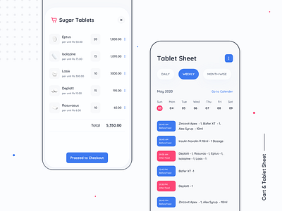 Pills Management - Cart & Tablet Sheet cleanui freshui interface pills simpleui tablets ui uitryouts uiux ux