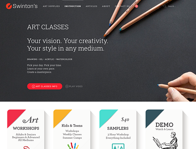 Swinton's Art Supply & Instruction art artist branding web design webdesign website website design