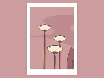 Street lamps graphic design illustration