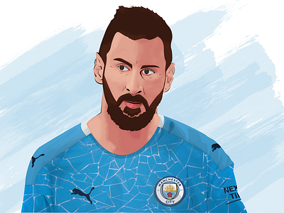 Lionel Messi vector with Manchester City jersey