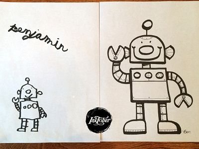 Inktober 2015 - Day 1 :: ROBOTS 5yearold father ink inktober robots script son teaching