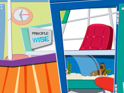 Principle Wise Office backdrop green screen illustration