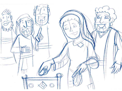 Poor Widow Sketch bible illustration kidspring sketch