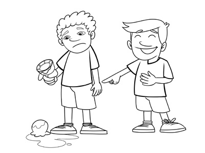 Kid laughing at dropped icecream illustration kidspring situations smallgroups
