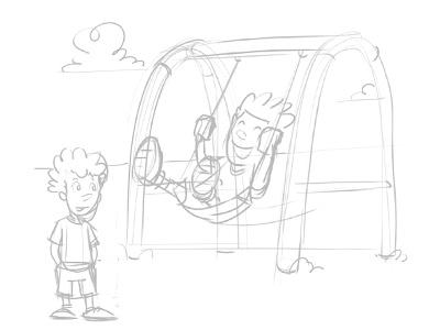 Swinging Sketch illustration kidmin kidspring situation sketch wip