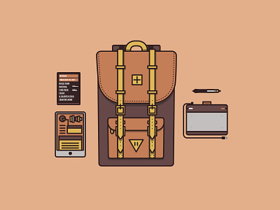 Travel Essentials backpack behance book drawing herschel supply icons intuos ipad scott belsky tablet travel wacom