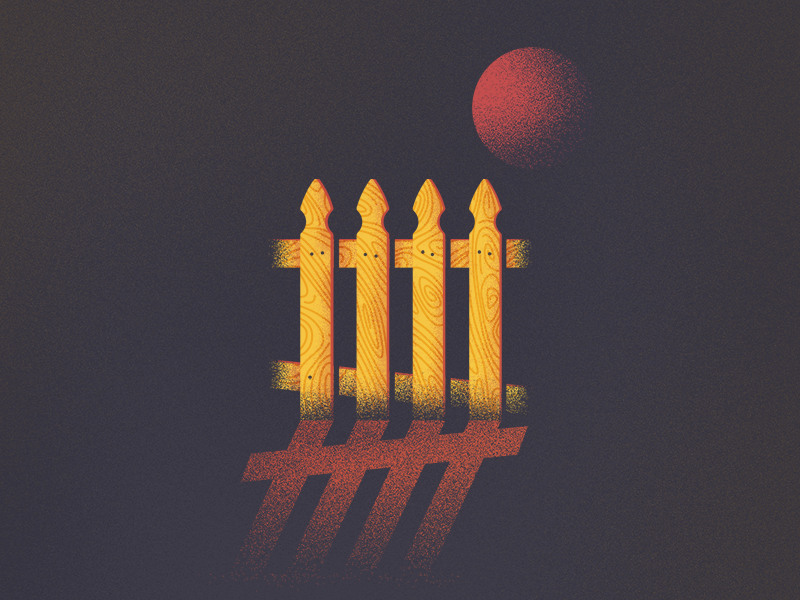 Picket Fenced joash berkeley illustration vector twilight night moon palette emotion home house picket fenced
