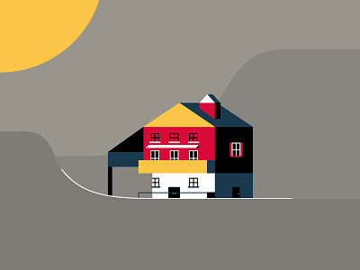 Swiss House #2 architecture building chimney door home house illustration sunny swiss switzerland windows