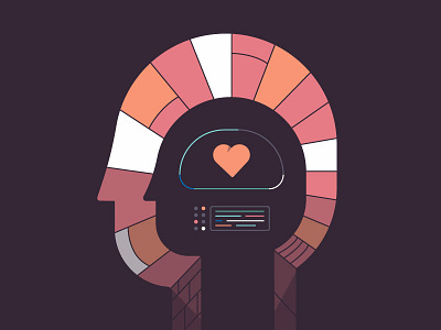 Mental Health / Self Improvement brain brick character colors computer digital head healthcare heart illustration mind