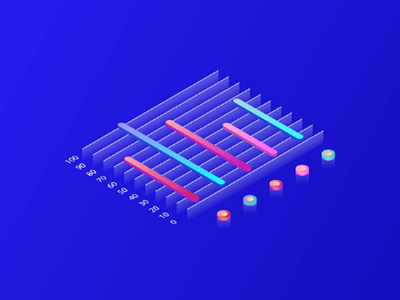 Isometric Graph vector flat design illustrator