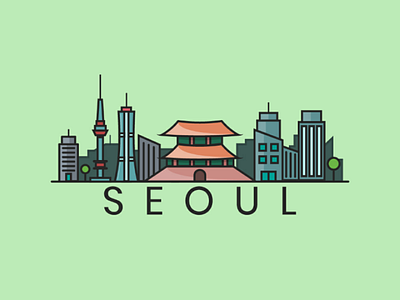 Seoul flat design illustrator vector
