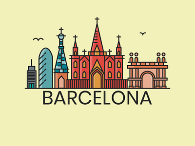 Barcelona illustrator flat design vector