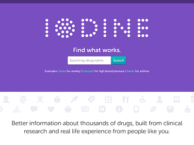 Iodine.com homepage drug search front page health iodine landing page medication search