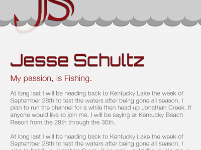 Professional Fisherman first shot fishing personal site web design