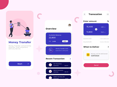Money Transfer App design app app concept app design apparel application landing page concept ui uidesign uiux ux
