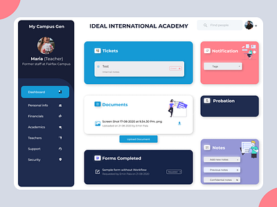 Ideal International Academy Dashboard design