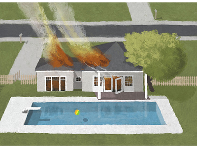 A Pool Party digital painting home illustration party suburbs