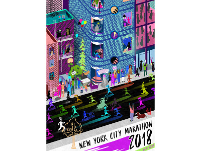 New York City Marathon Poster design digital painting illustration photoshop