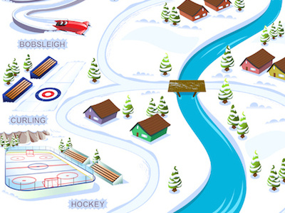 Olympic Village cartooning illustration map olympics vector