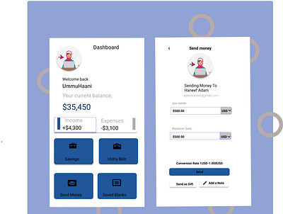 Cash transfer app app design figma ui ux